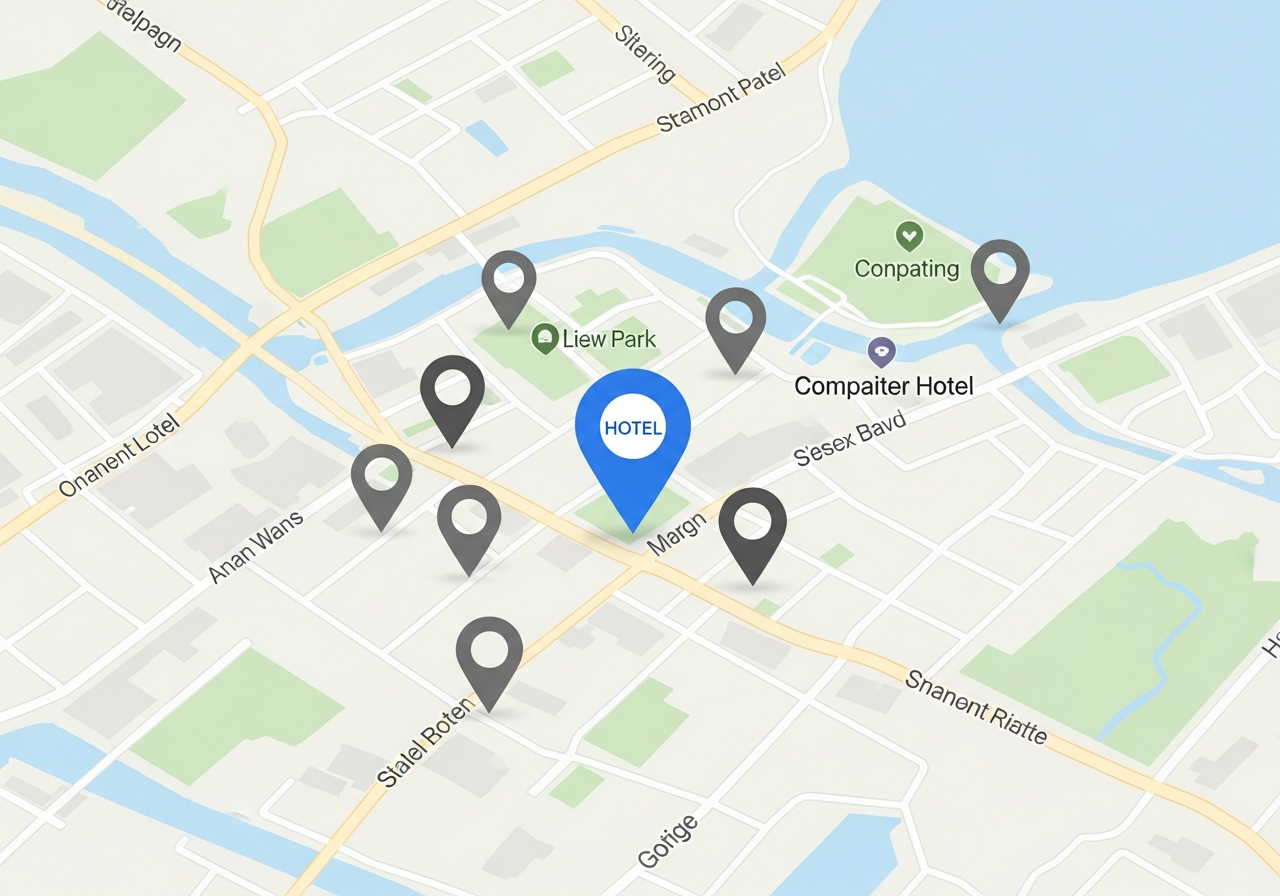A map view showing competitor hotels in the vicinity