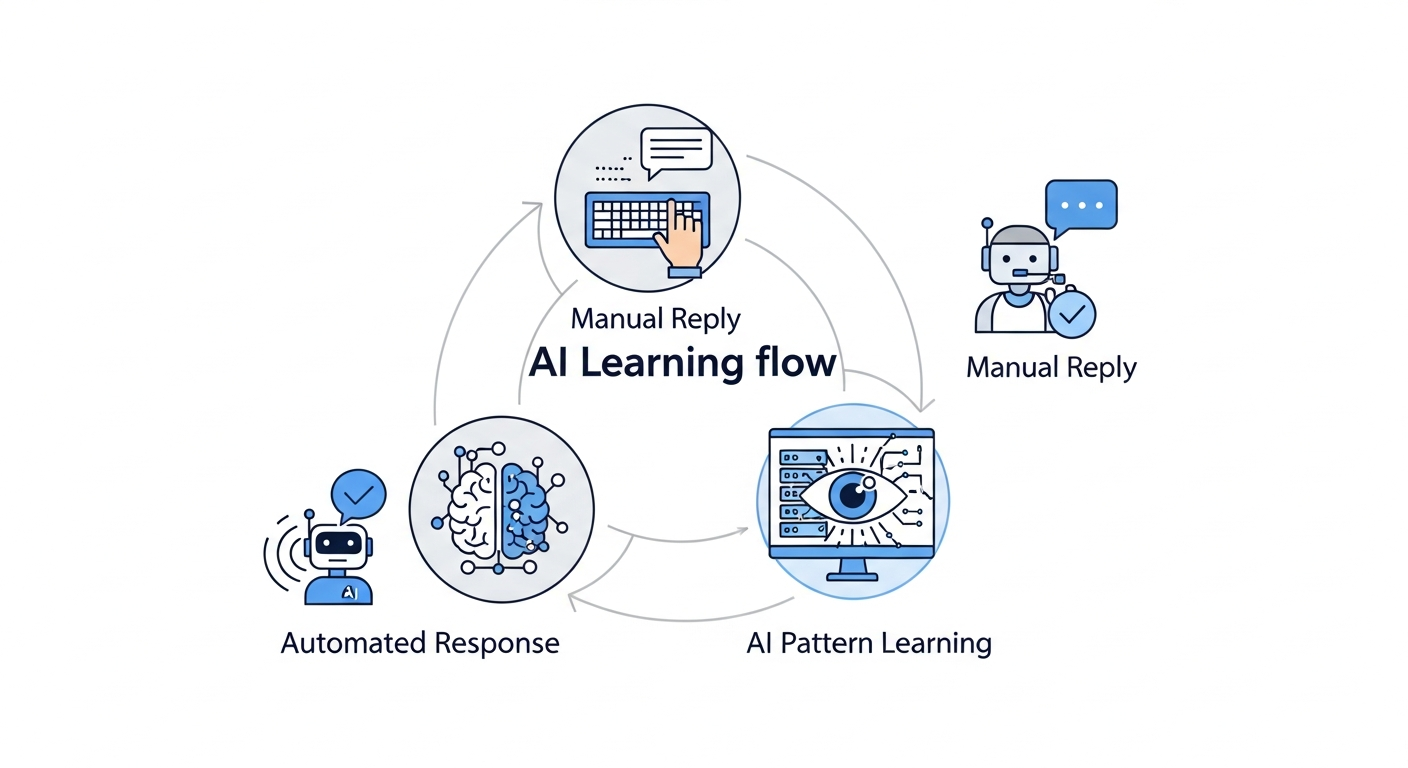 Diagram showing how the AI learns from manual replies